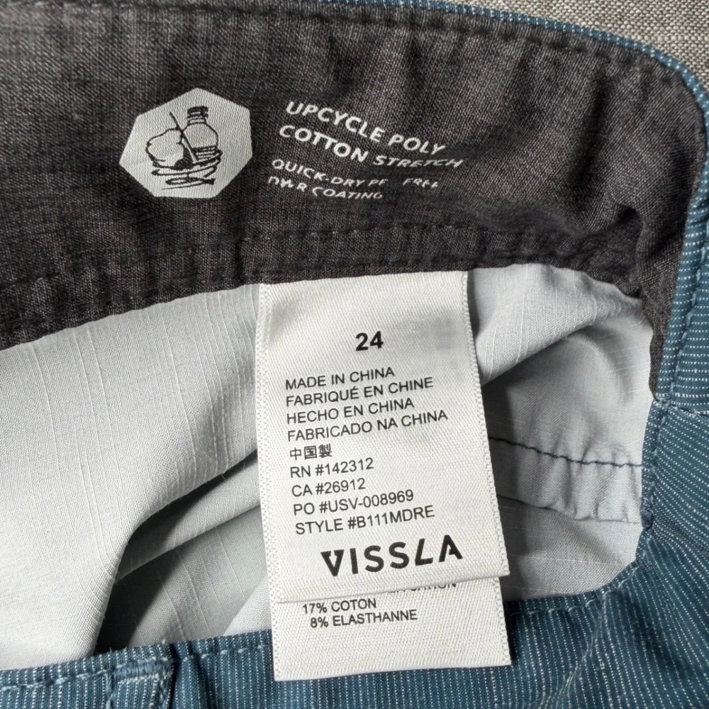 Vissla Boys Board Shorts Size 24 Teal Blue Ombre Stripe Upcycle Poly B111MDRE